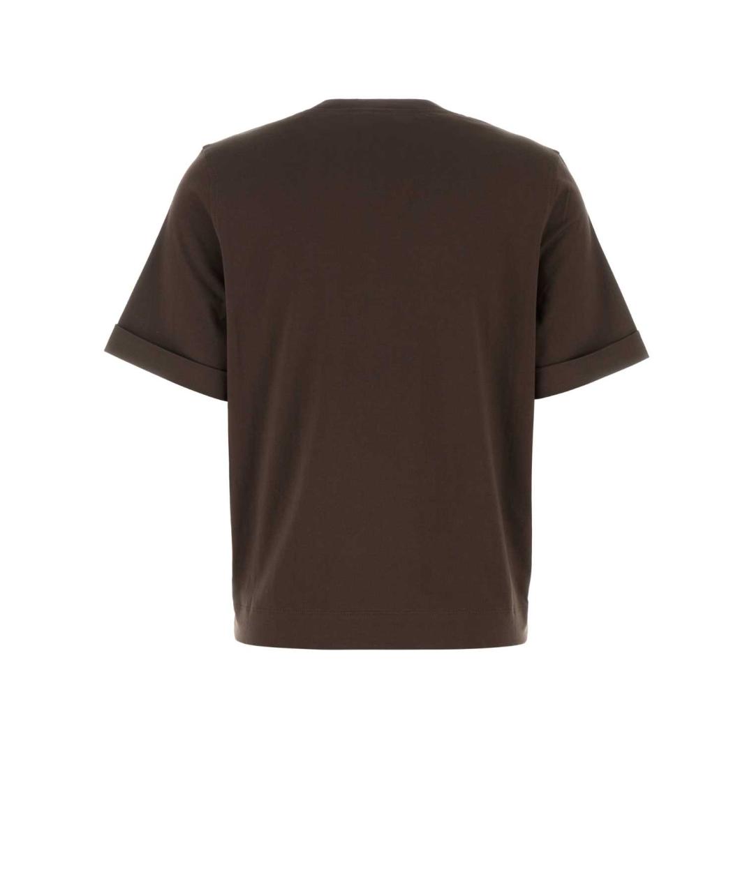 BRUNELLO CUCINELLI Коричневая хлопковая футболка, фото 2