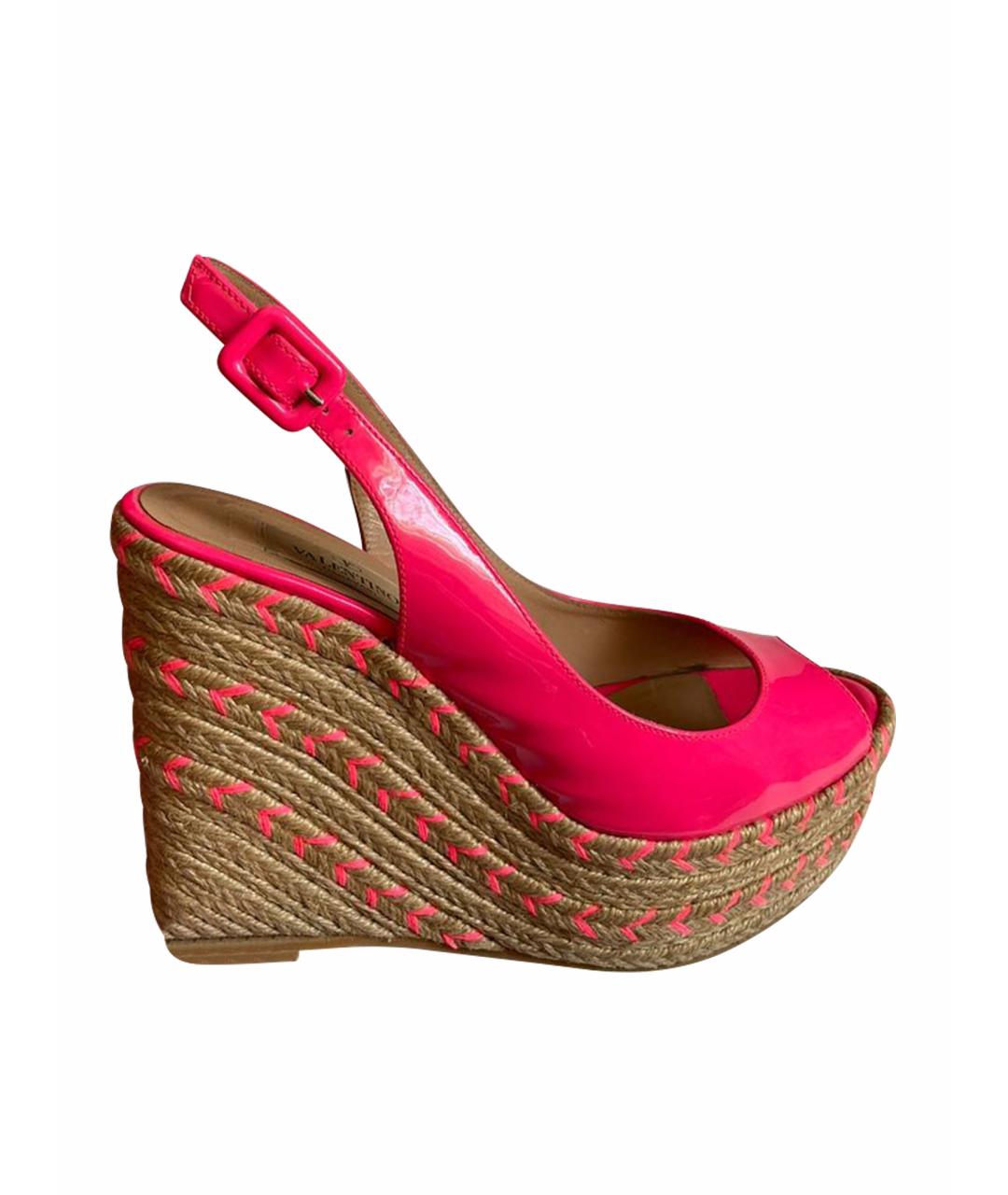 VALENTINO Розовые босоножки из лакированной кожи, фото 1