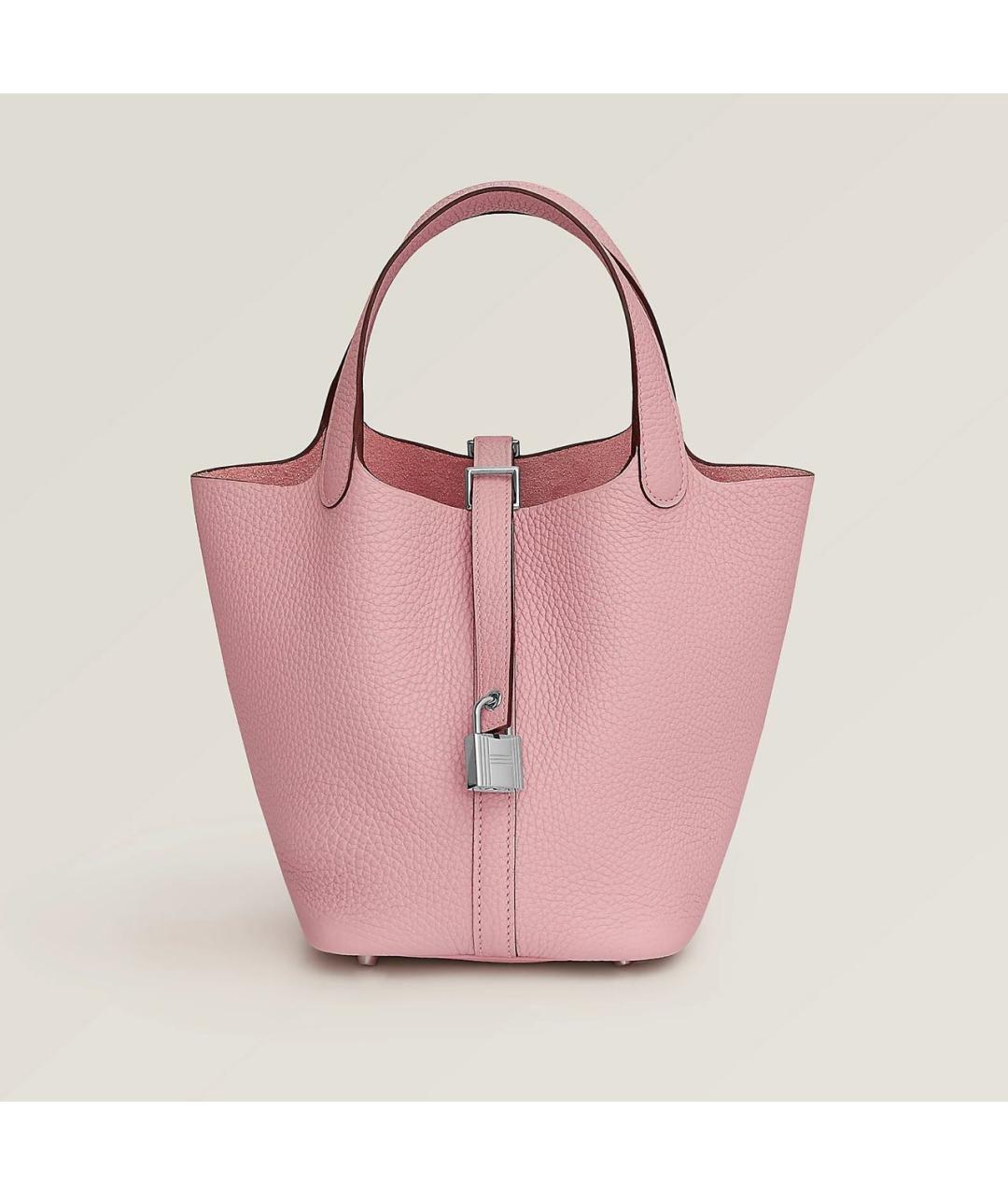 HERMES Розовая кожаная сумка с короткими ручками, фото 3