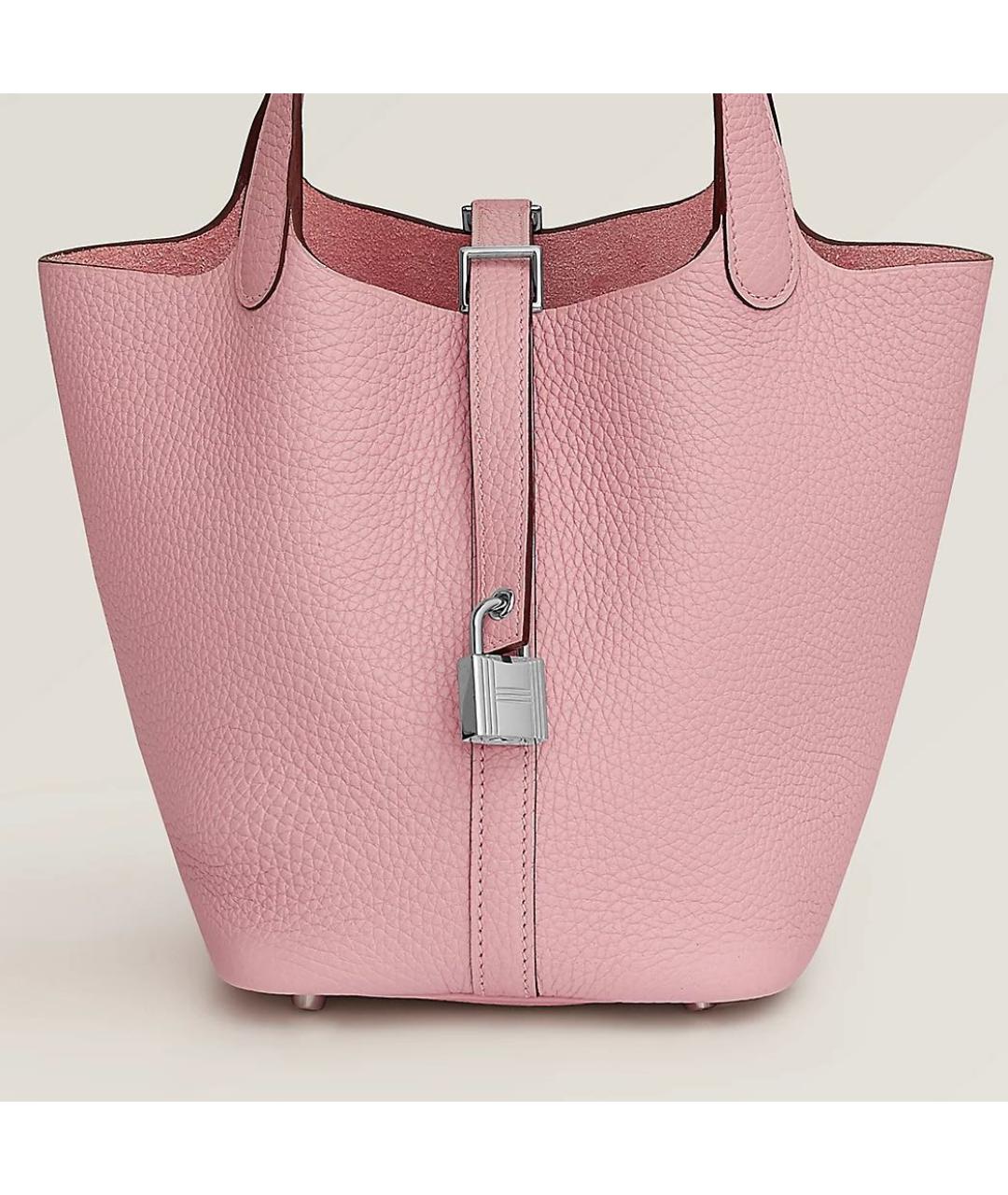 HERMES Розовая кожаная сумка с короткими ручками, фото 2