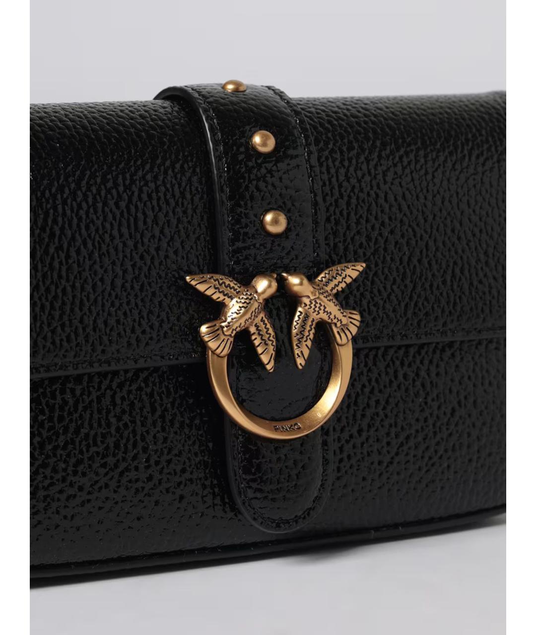 PINKO Черная кожаная сумка через плечо, фото 4