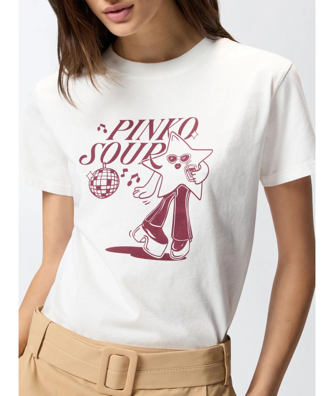 PINKO Белая хлопковая футболка, фото 5