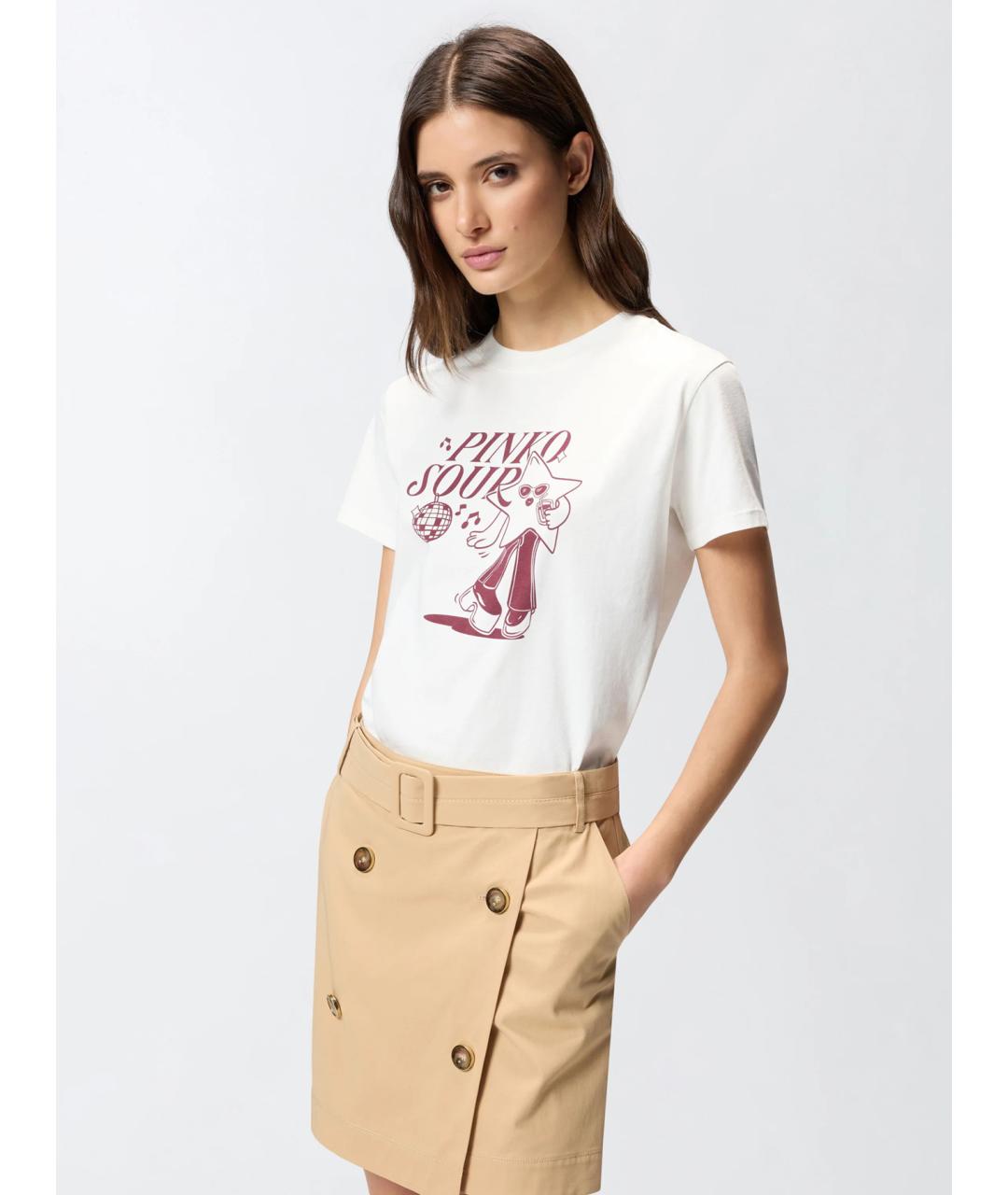 PINKO Белая хлопковая футболка, фото 3