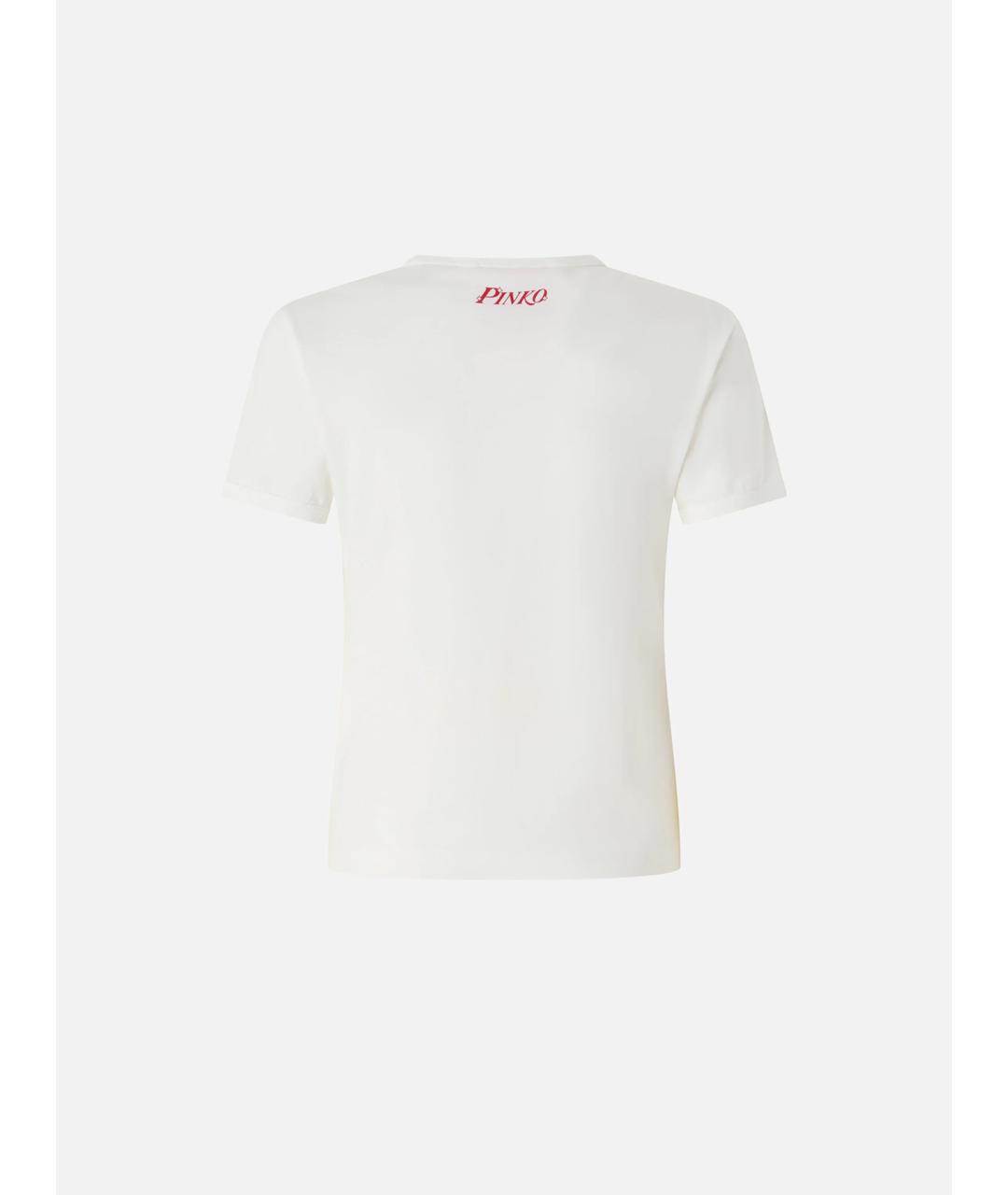 PINKO Белая хлопковая футболка, фото 9