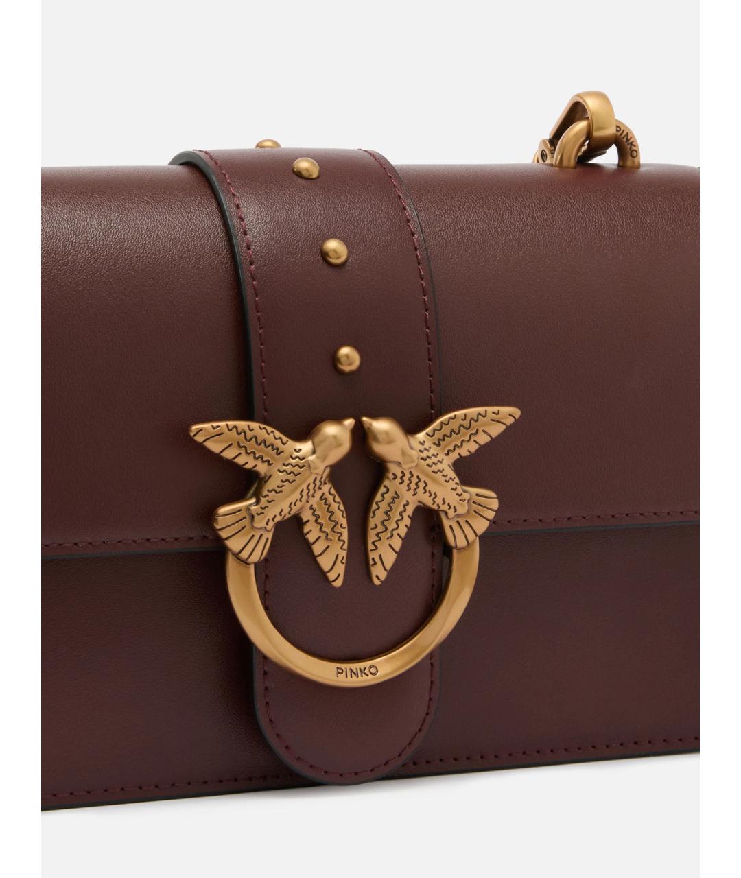 PINKO Бордовая кожаная сумка через плечо, фото 2