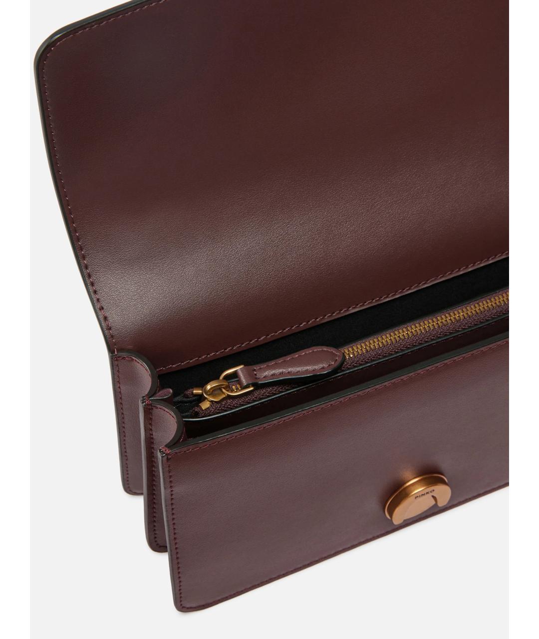 PINKO Бордовая кожаная сумка через плечо, фото 4