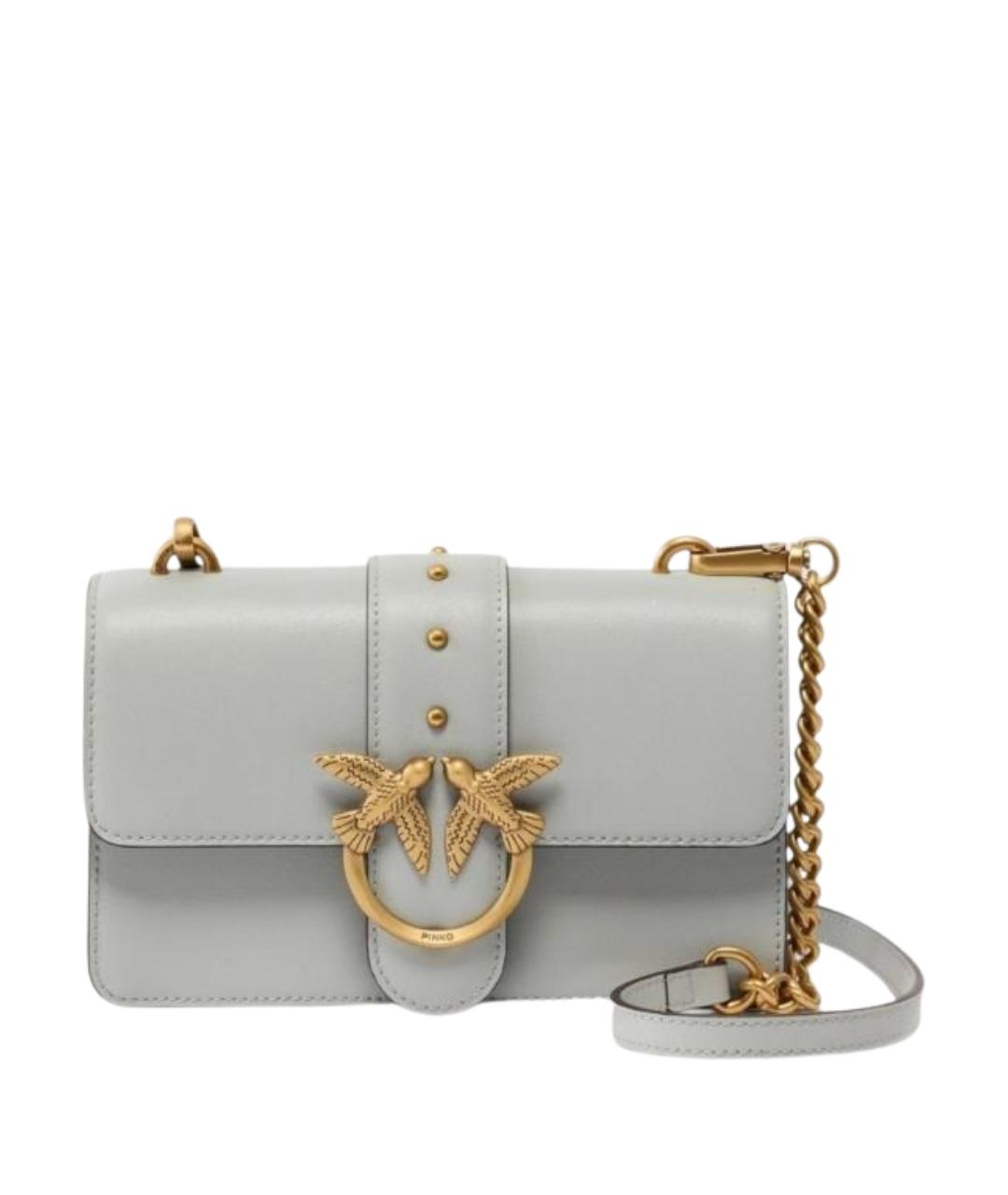 PINKO Серая кожаная сумка через плечо, фото 1