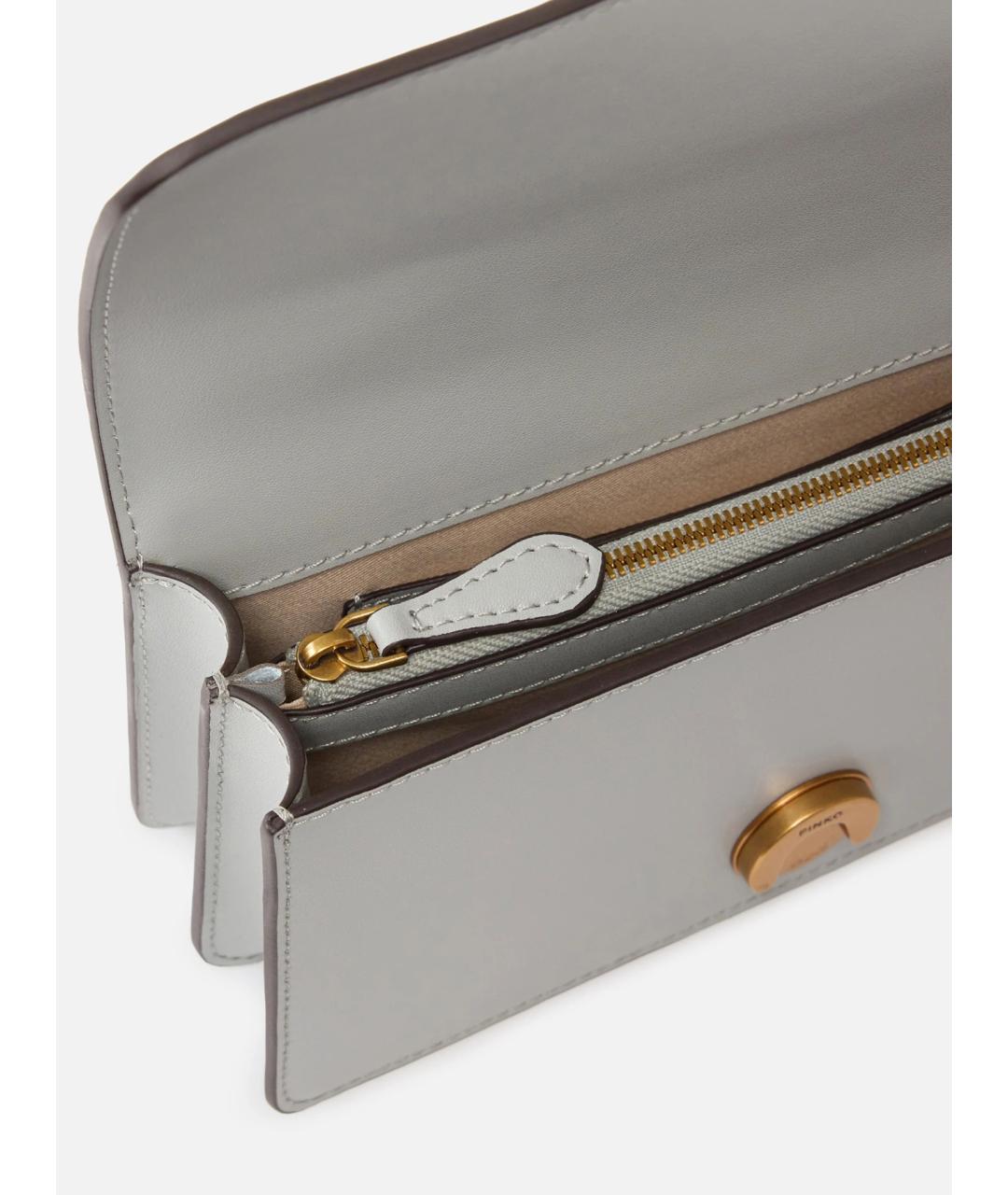 PINKO Серая кожаная сумка через плечо, фото 4