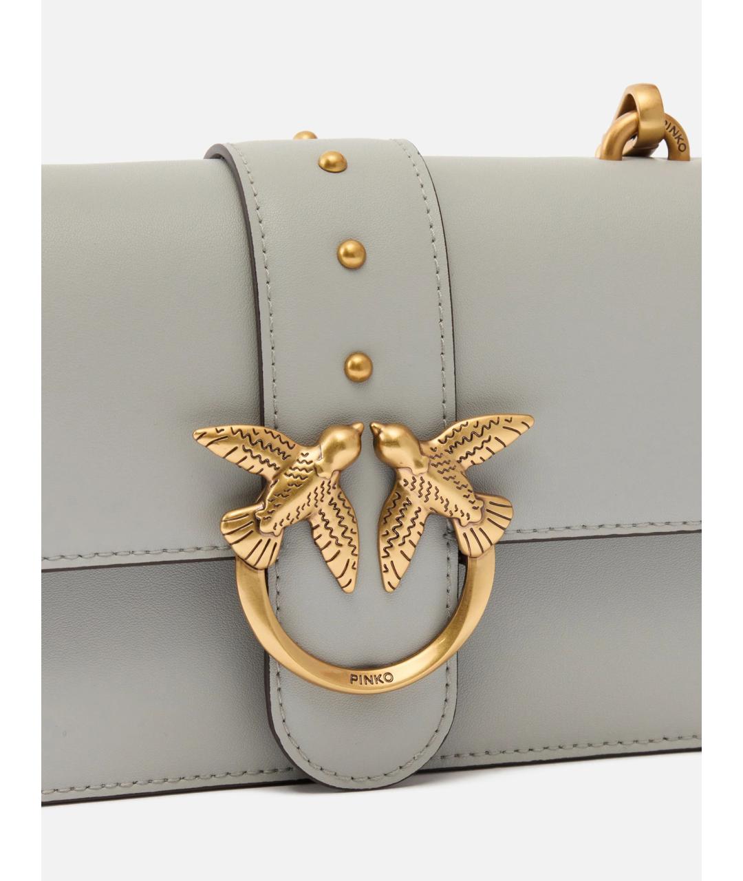 PINKO Серая кожаная сумка через плечо, фото 2