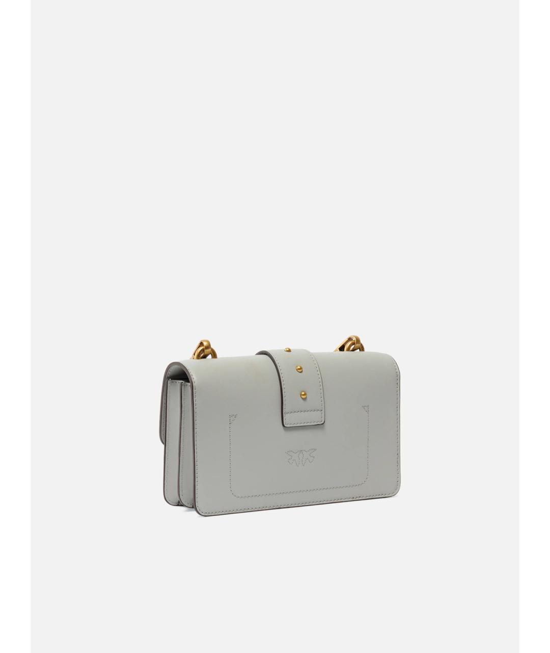 PINKO Серая кожаная сумка через плечо, фото 3