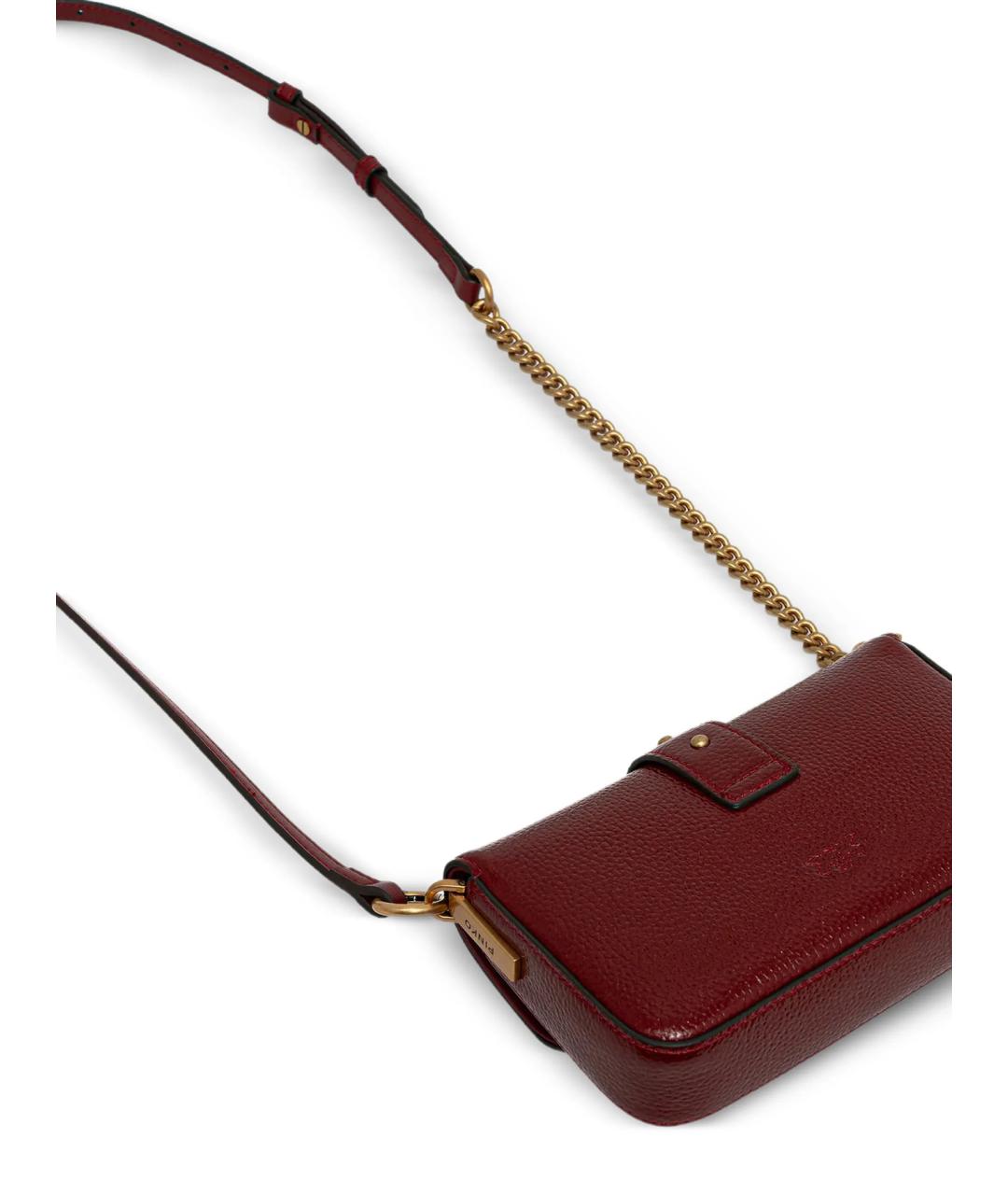 PINKO Бордовая кожаная сумка через плечо, фото 4