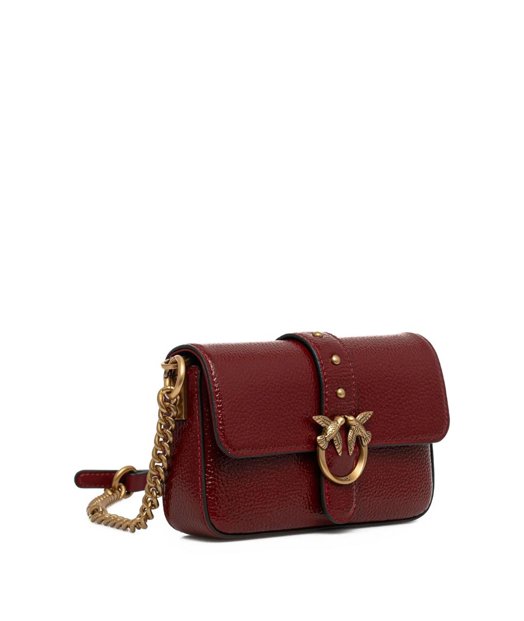 PINKO Бордовая кожаная сумка через плечо, фото 2