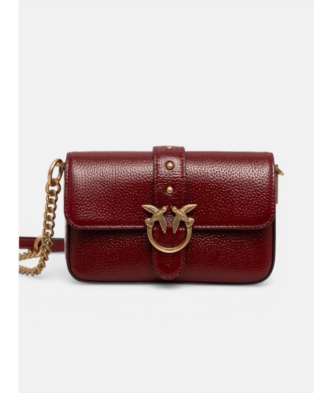 PINKO Бордовая кожаная сумка через плечо, фото 6
