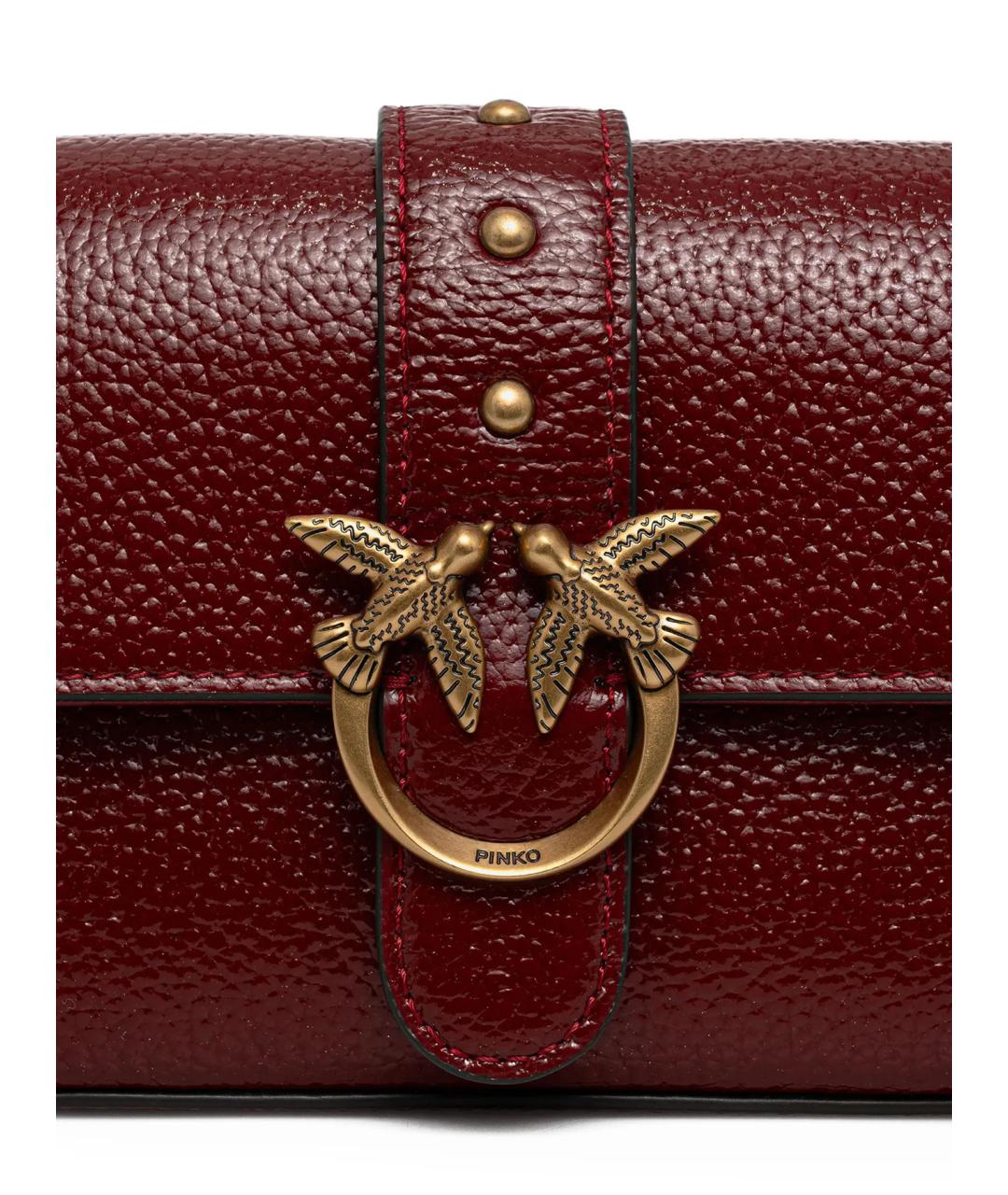PINKO Бордовая кожаная сумка через плечо, фото 3