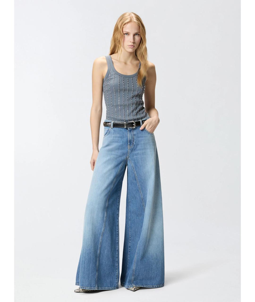 PINKO Синие хлопковые джинсы клеш, фото 2