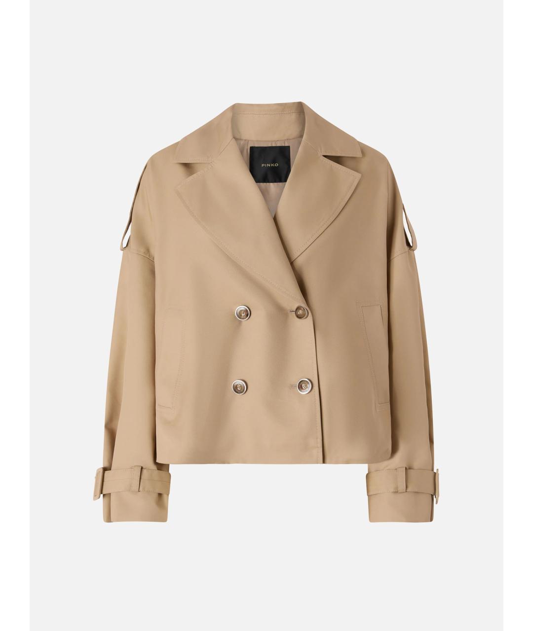 PINKO Бежевый хлопковый тренч/плащ, фото 3