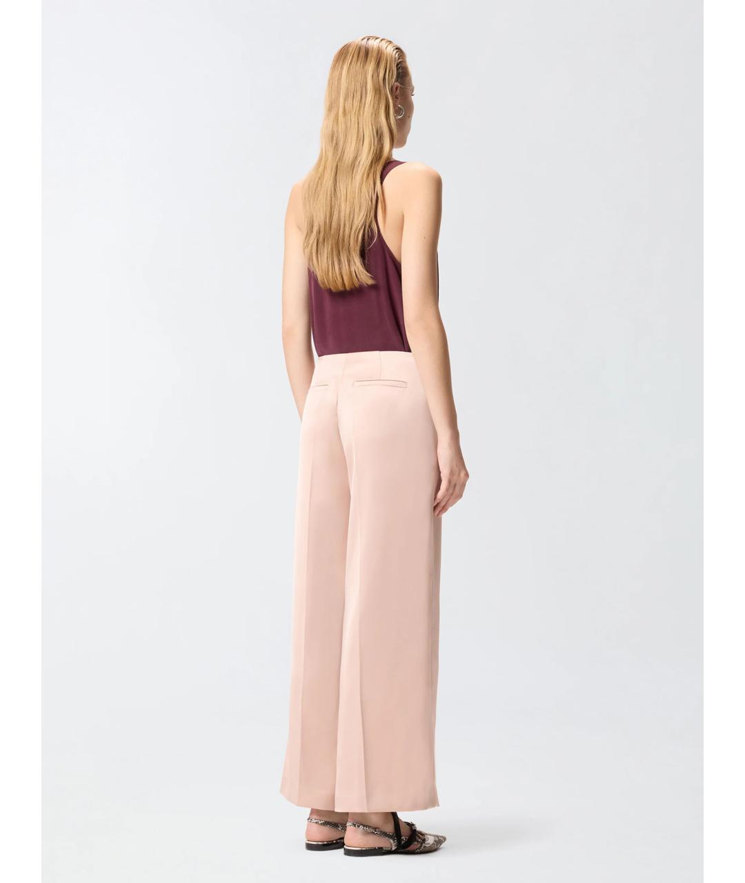 PINKO Розовые ацетатные брюки широкие, фото 4