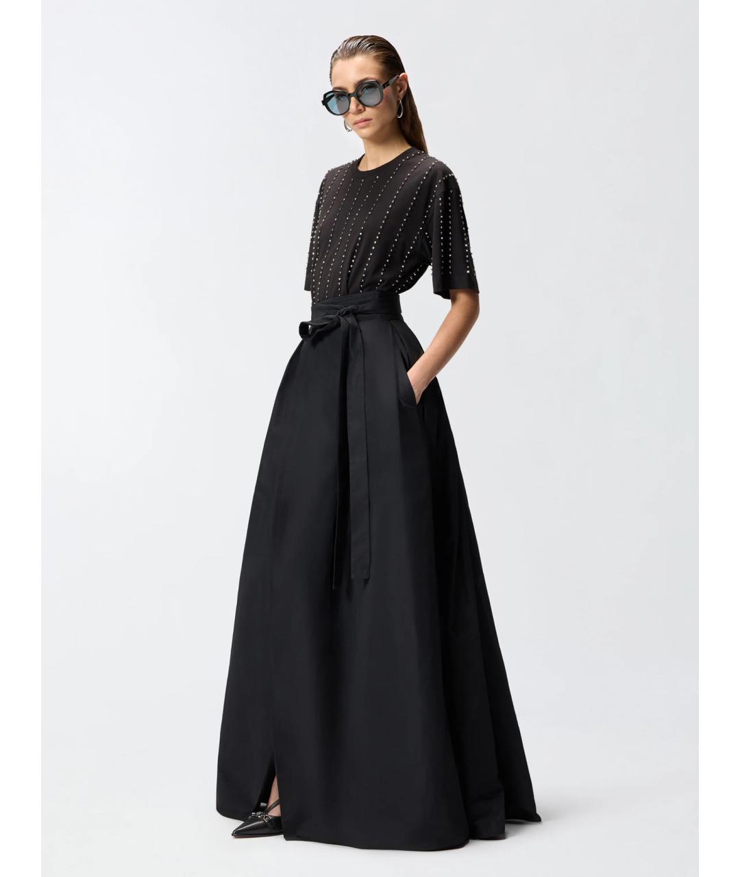 PINKO Черная полиэстеровая юбка макси, фото 2