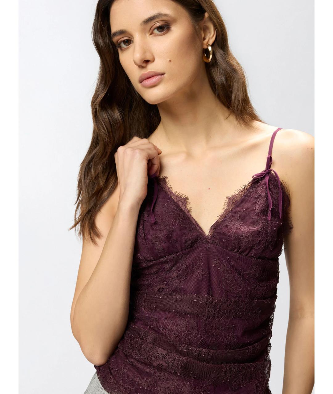 PINKO Бордовая полиамидовая майка, фото 5