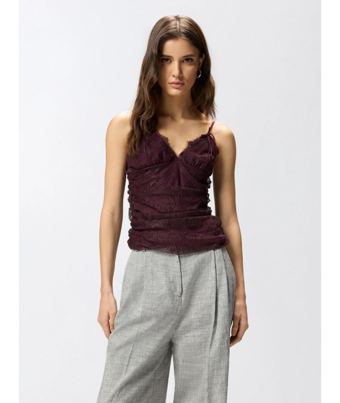 PINKO Бордовая полиамидовая майка, фото 3