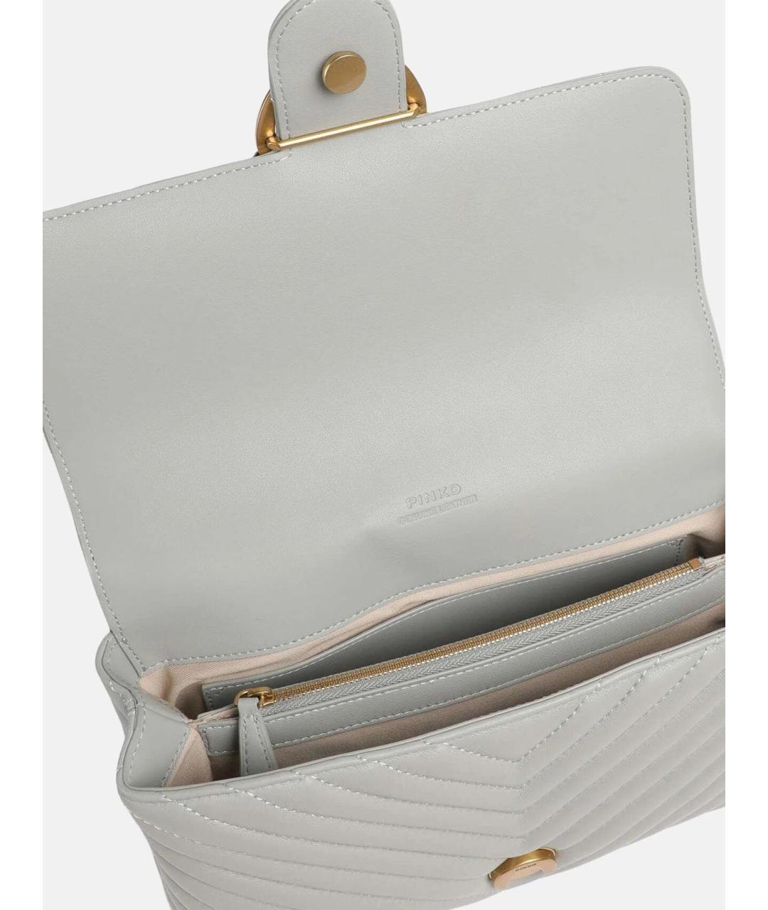 PINKO Серая кожаная сумка через плечо, фото 3
