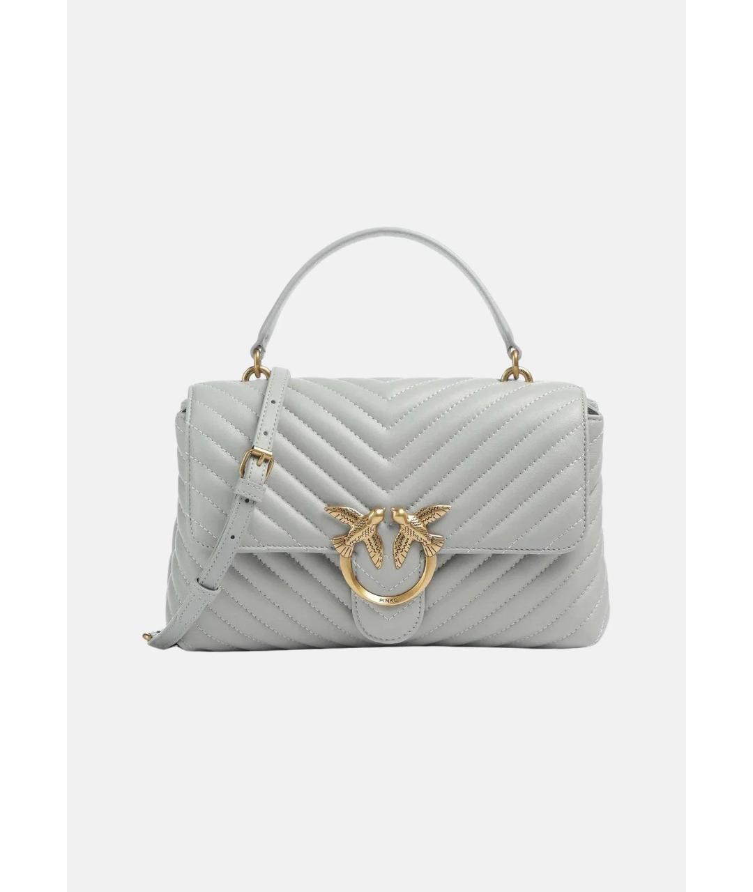 PINKO Серая кожаная сумка через плечо, фото 4