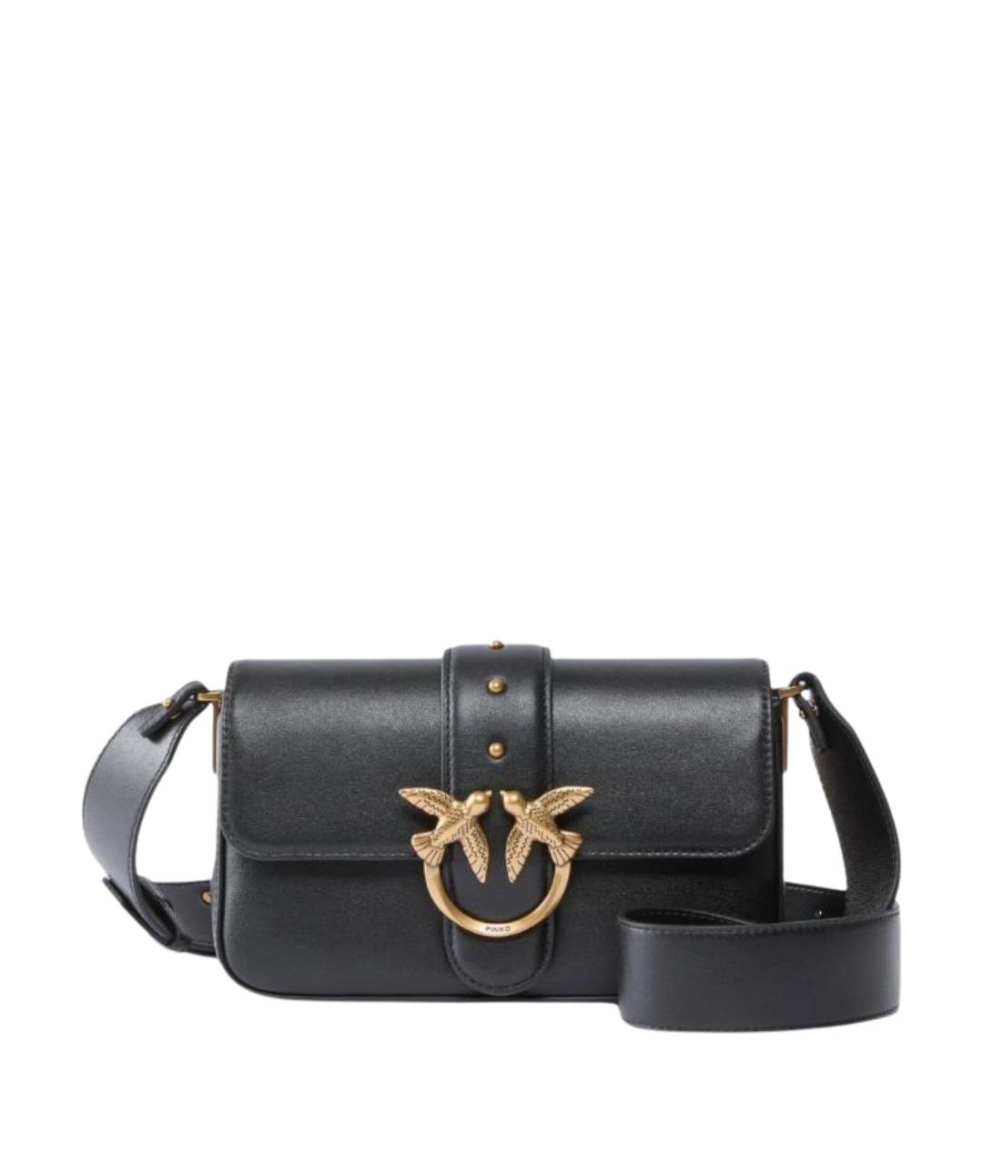 PINKO Черная кожаная сумка через плечо, фото 1