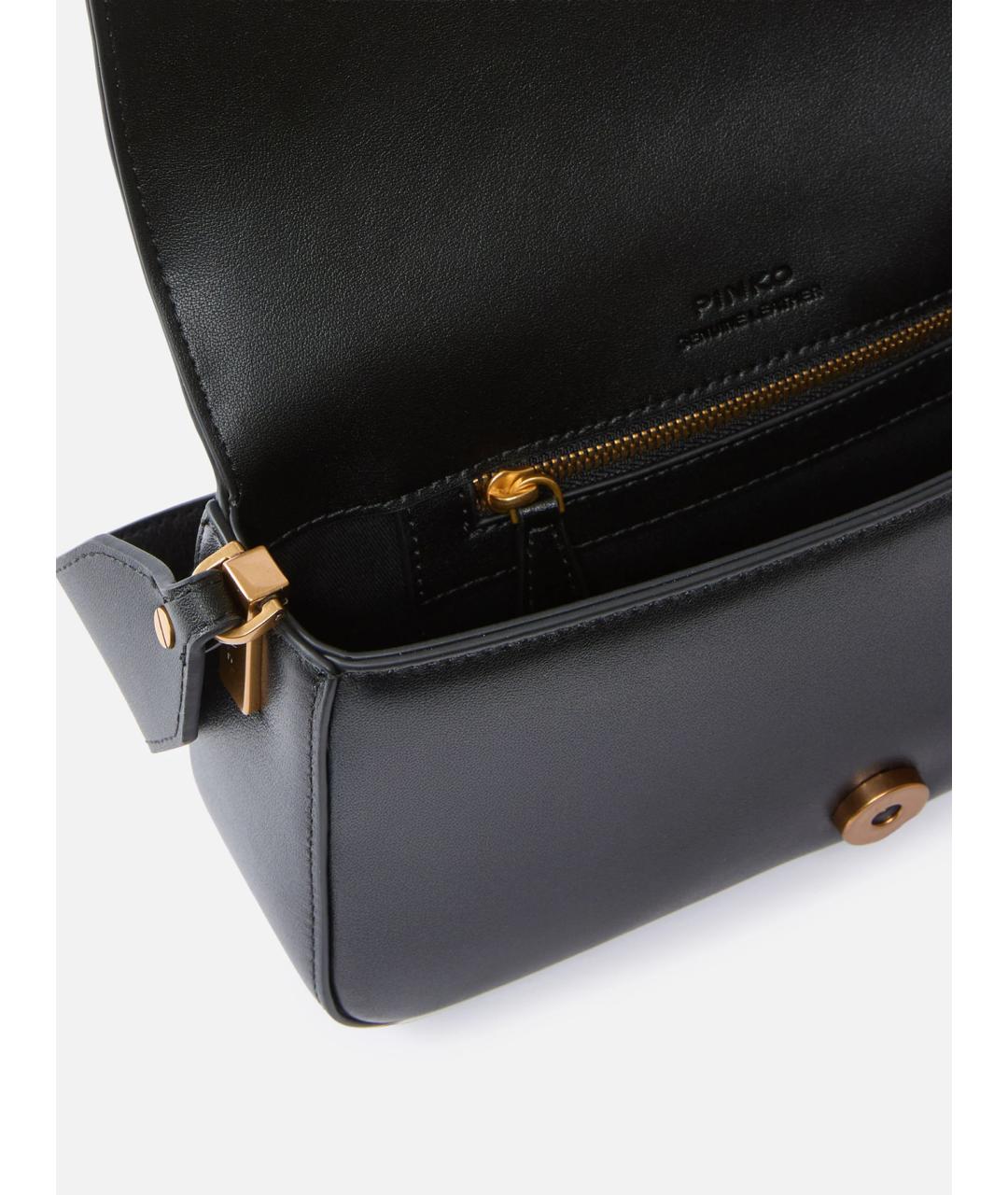 PINKO Черная кожаная сумка через плечо, фото 4