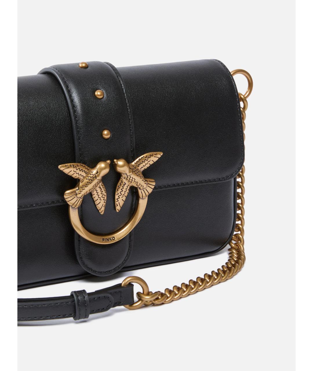PINKO Черная кожаная сумка через плечо, фото 2