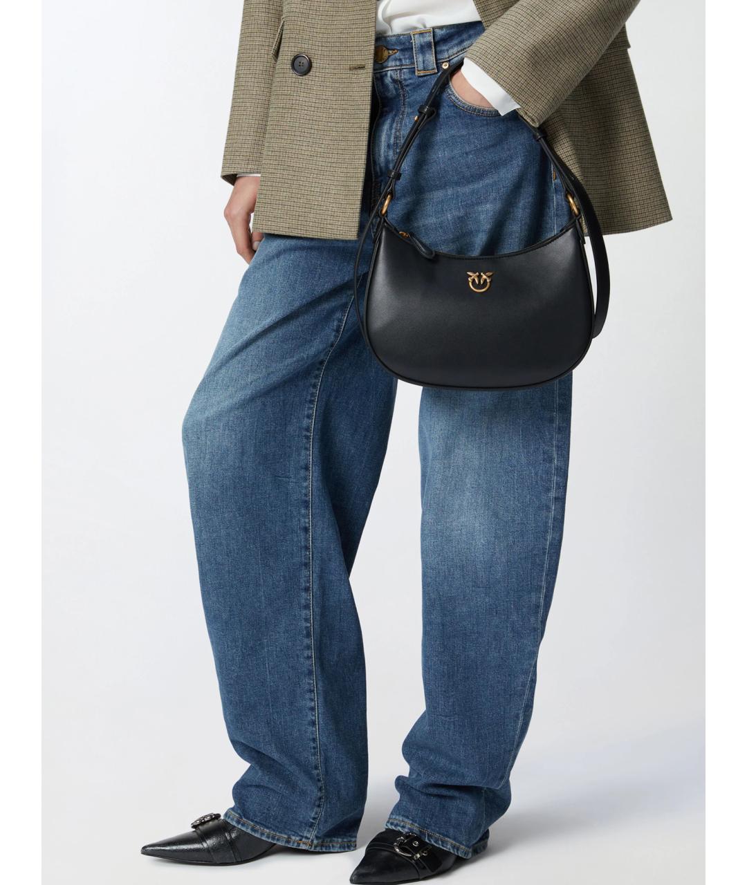 PINKO Черная кожаная сумка через плечо, фото 3