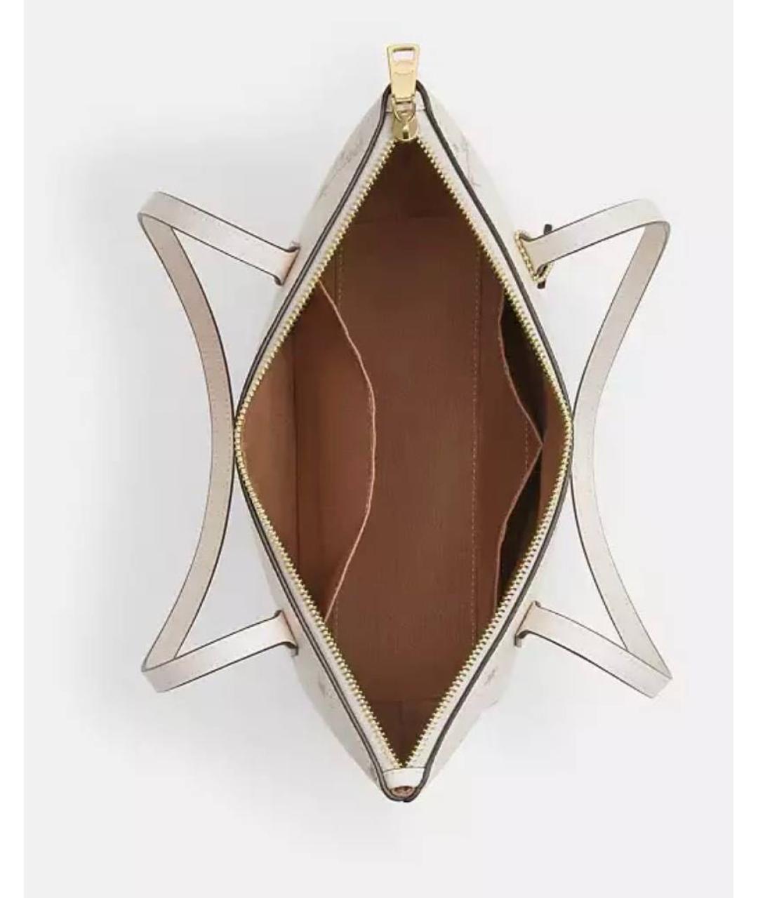 COACH Бежевая кожаная сумка тоут, фото 4