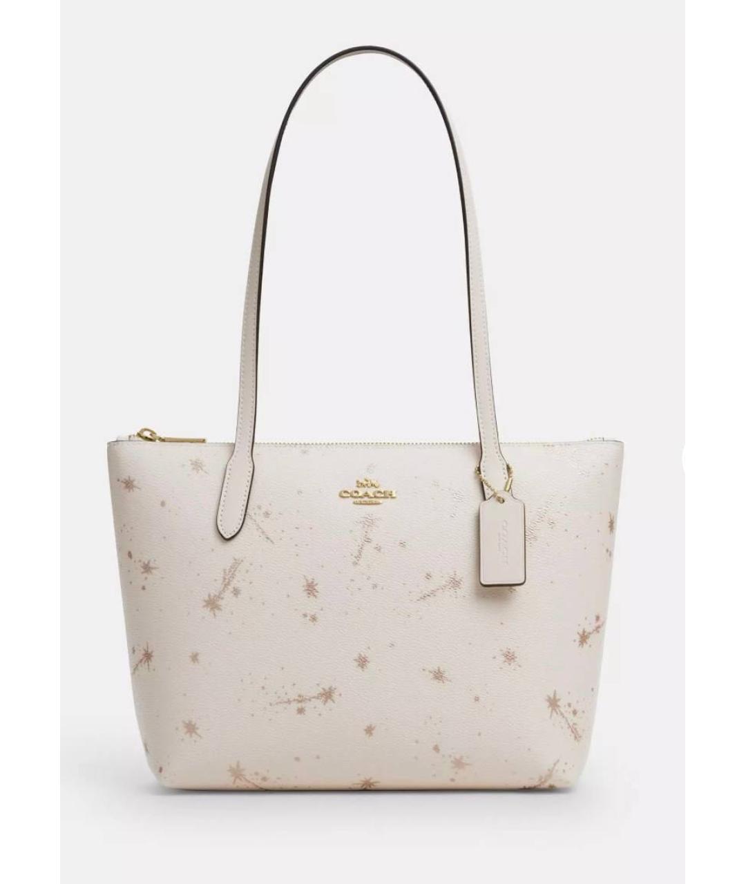 COACH Бежевая кожаная сумка тоут, фото 8