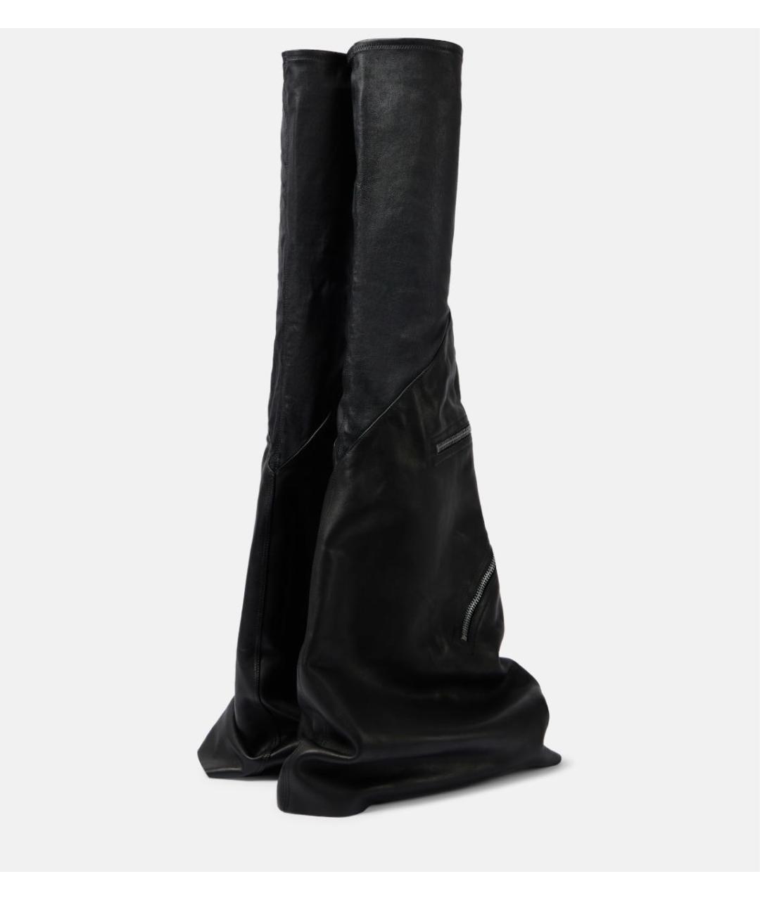 RICK OWENS Черные кожаные ботфорты, фото 6