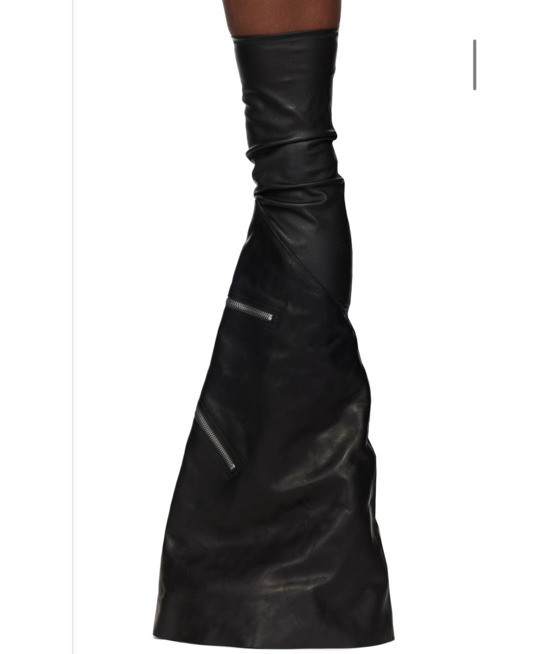 RICK OWENS Черные кожаные ботфорты, фото 9