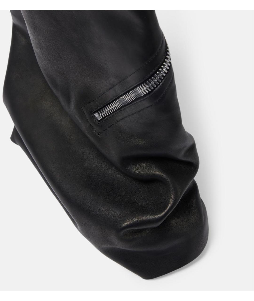 RICK OWENS Черные кожаные ботфорты, фото 3