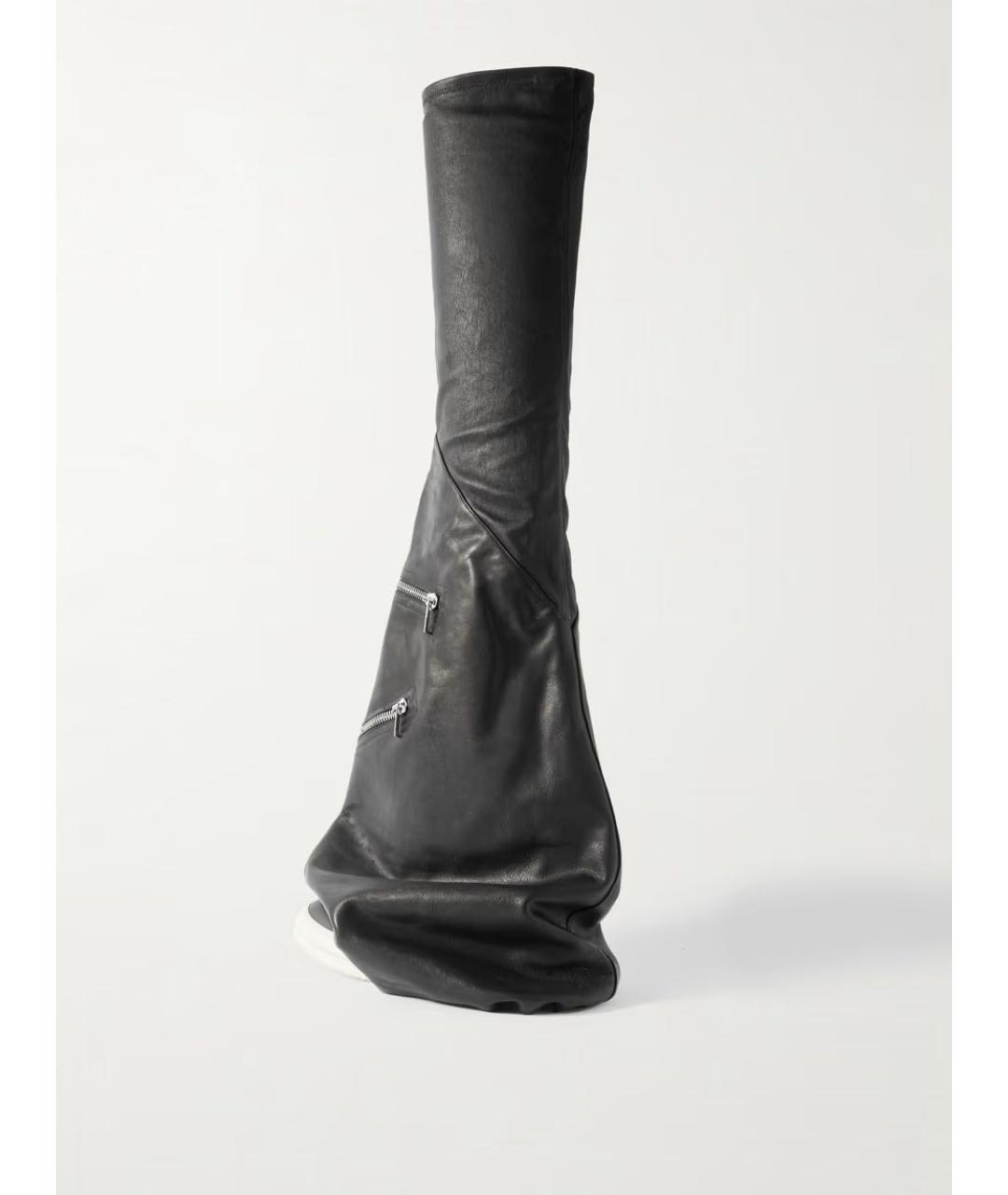 RICK OWENS Черные кожаные ботфорты, фото 5