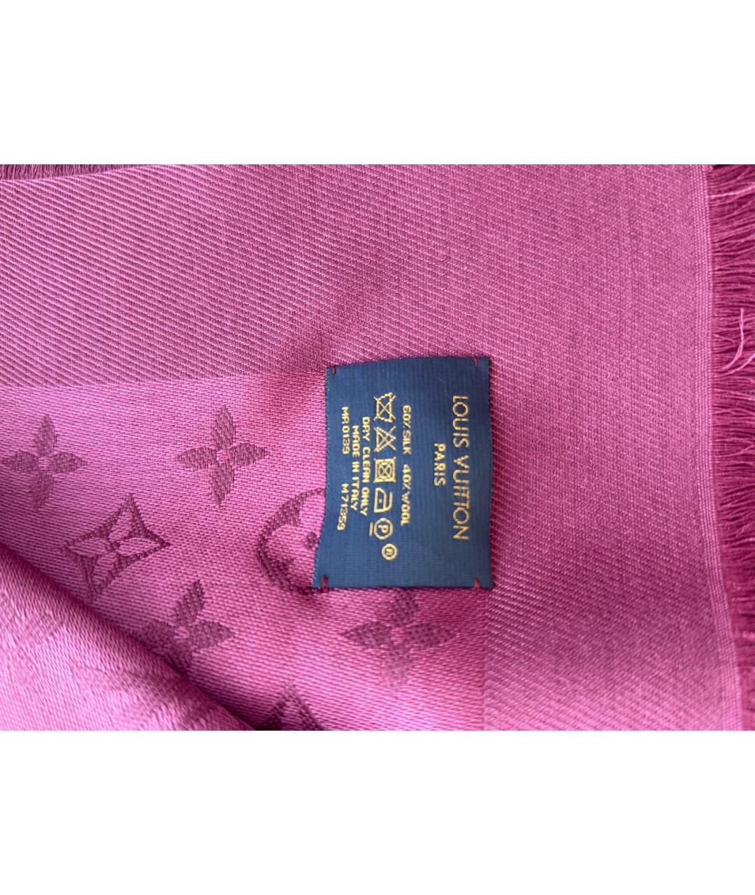 LOUIS VUITTON Бордовый шелковый платок, фото 3