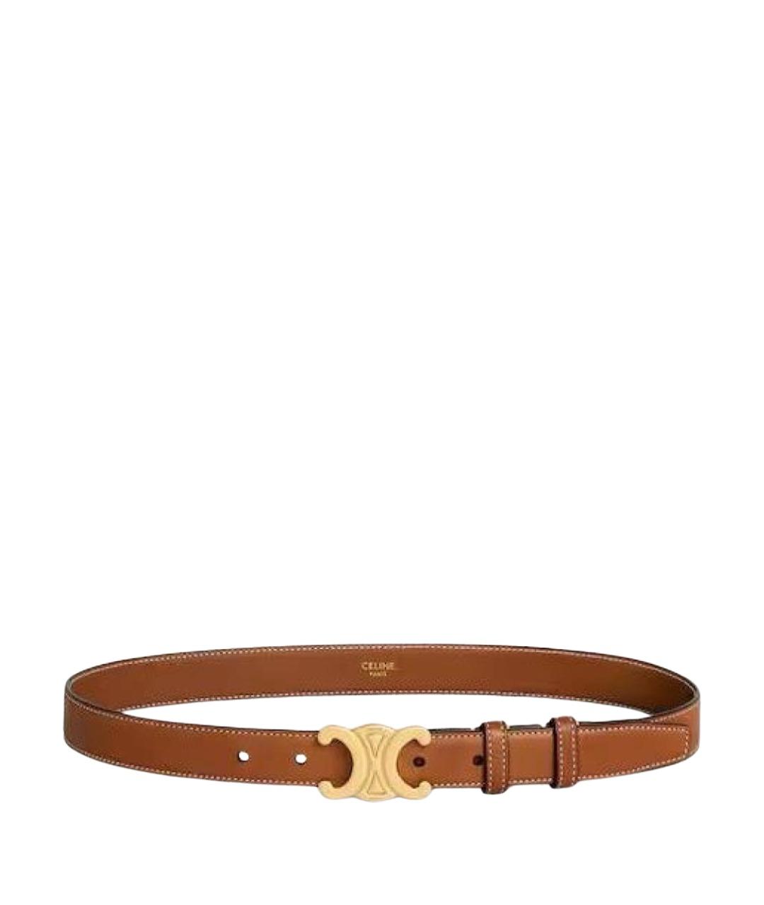 CELINE Коричневый кожаный ремень, фото 1