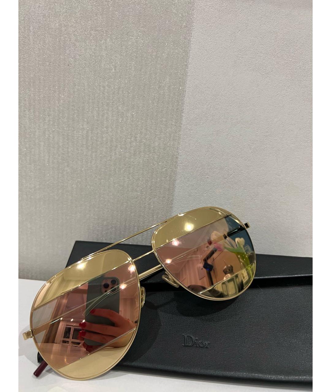 CHRISTIAN DIOR Золотые металлические солнцезащитные очки, фото 2