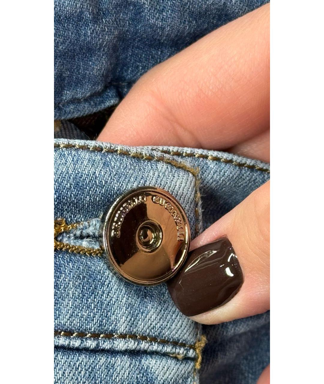 BRUNELLO CUCINELLI Синие хлопковые джинсы слим, фото 5