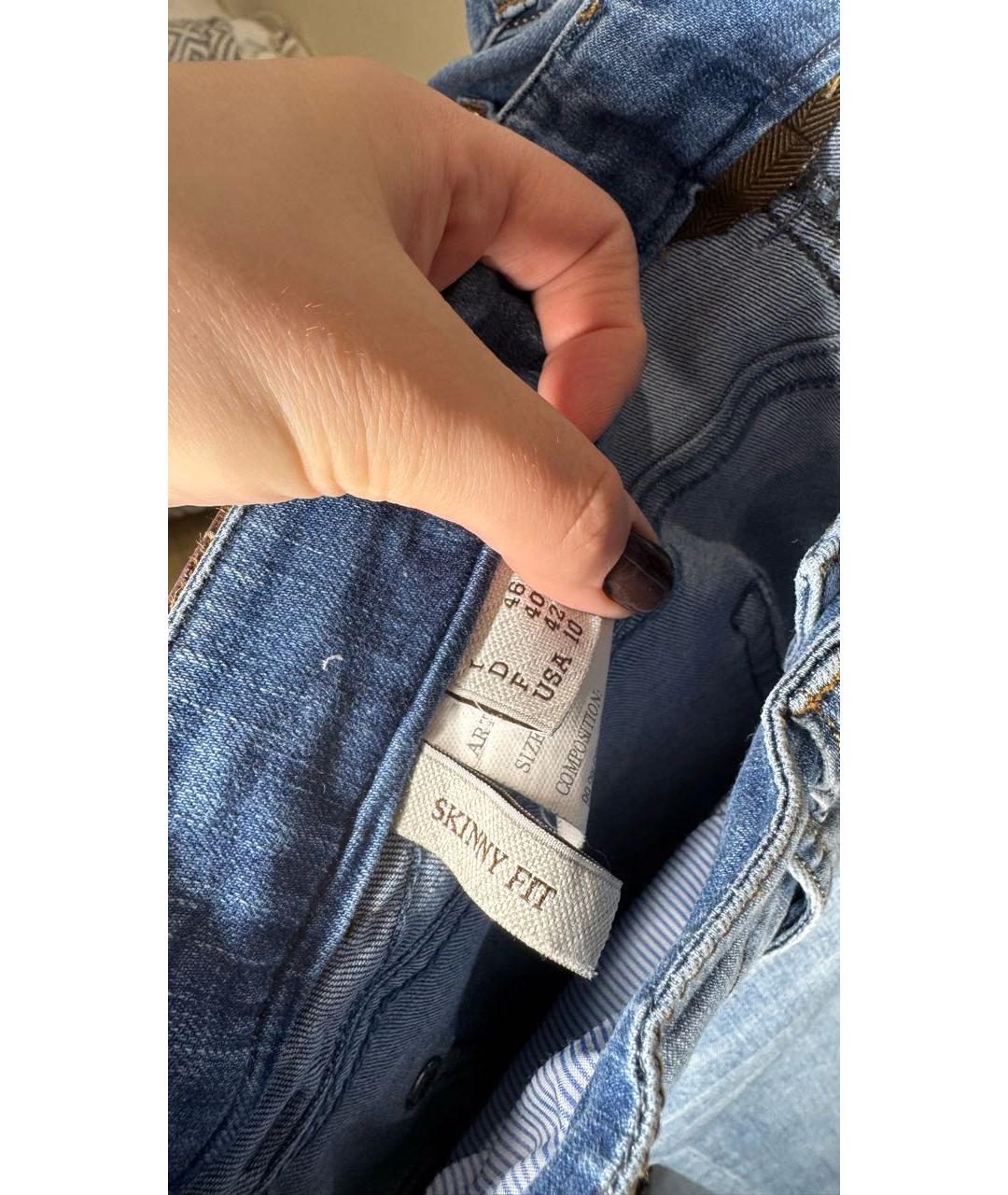 BRUNELLO CUCINELLI Синие хлопковые джинсы слим, фото 8