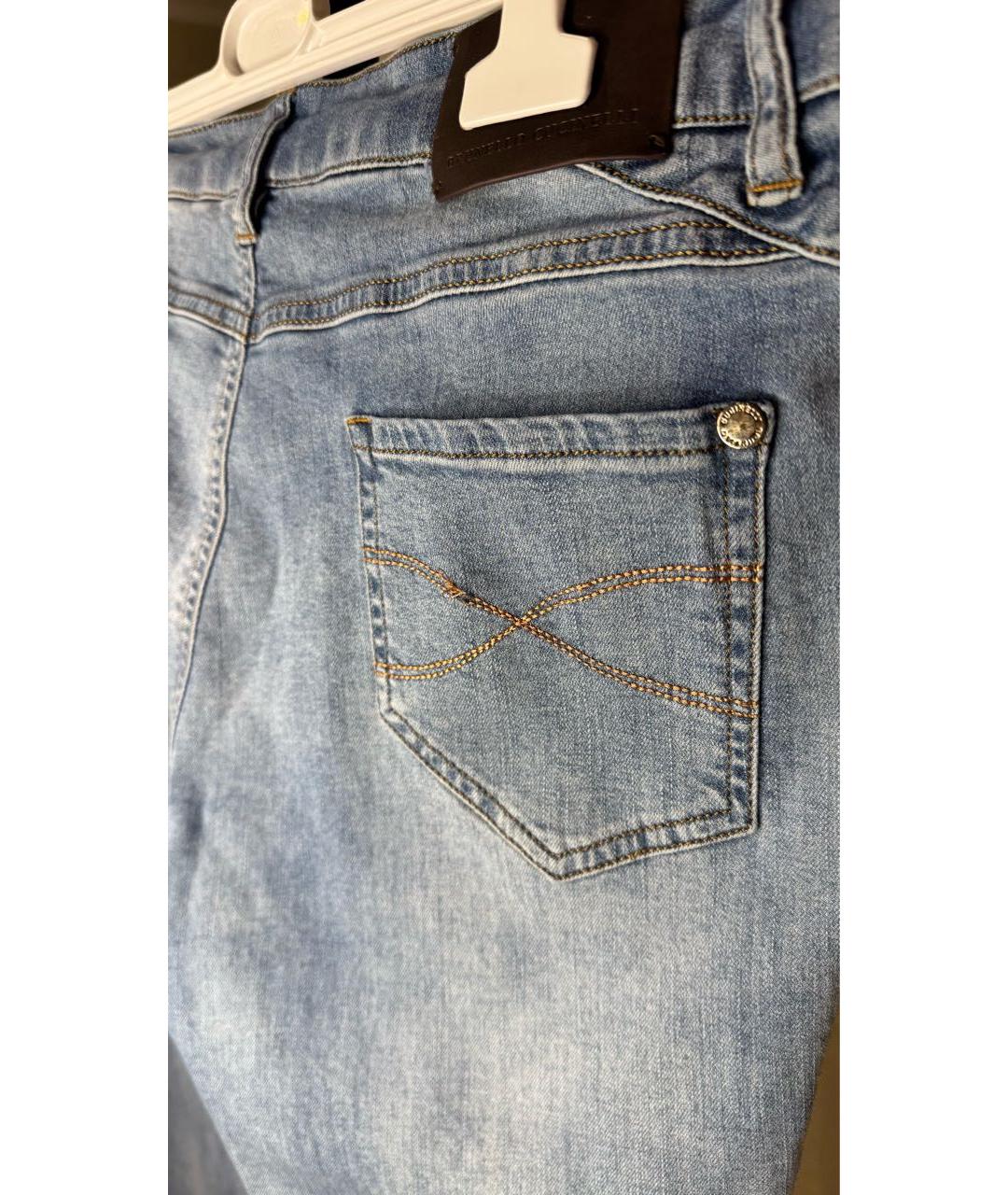 BRUNELLO CUCINELLI Синие хлопковые джинсы слим, фото 6