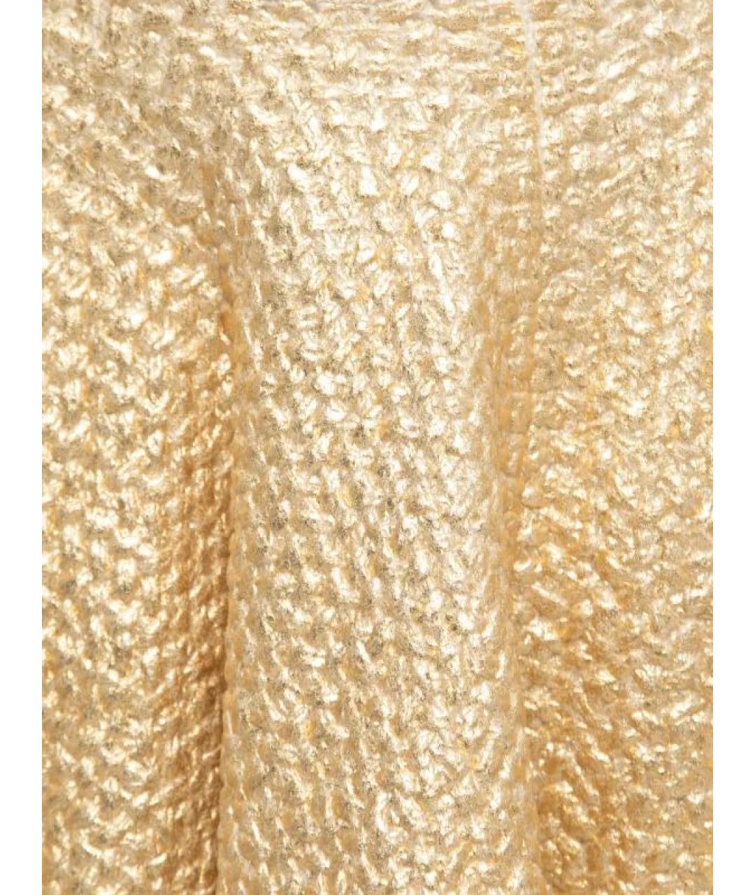 VALENTINO Золотая шерстяная юбка мини, фото 4