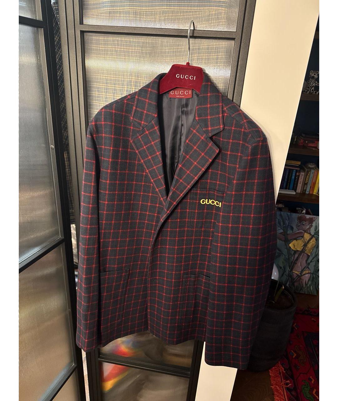 GUCCI Бордовый хлопковый пиджак, фото 5
