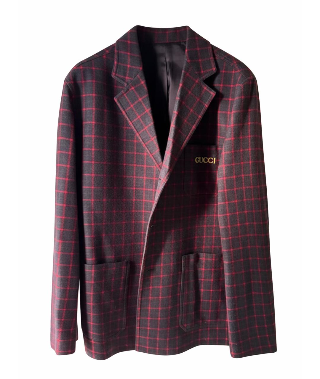 GUCCI Бордовый хлопковый пиджак, фото 1