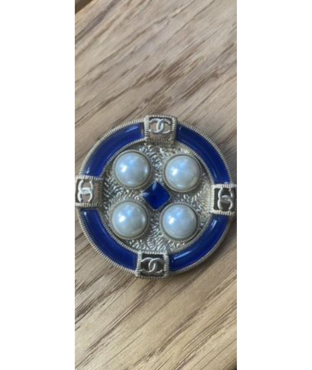CHANEL Синяя металлическая булавка / брошь, фото 3