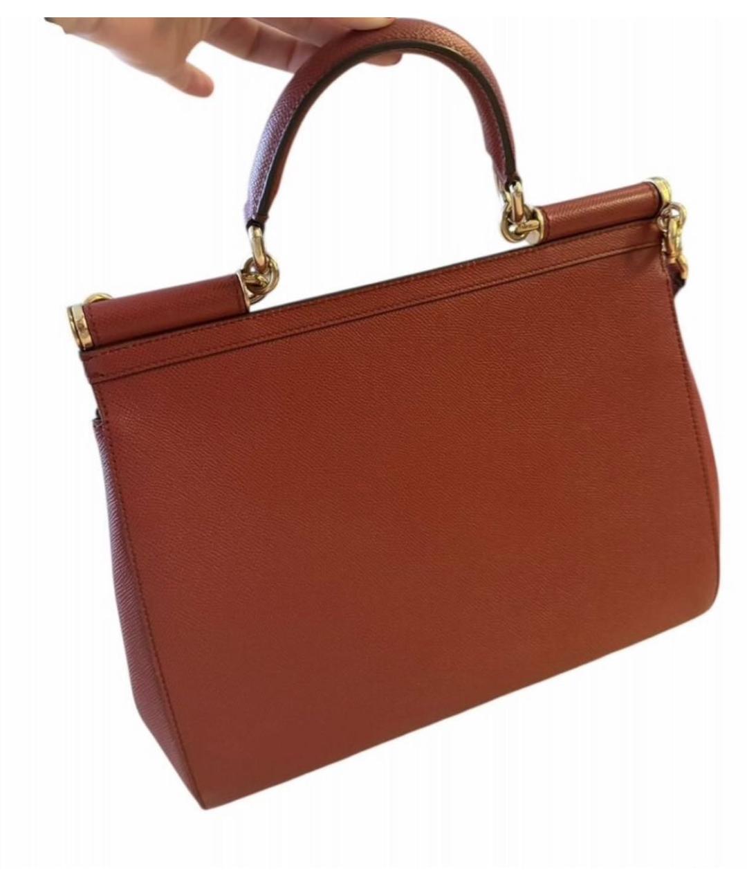 DOLCE&GABBANA Коричневая кожаная сумка с короткими ручками, фото 3