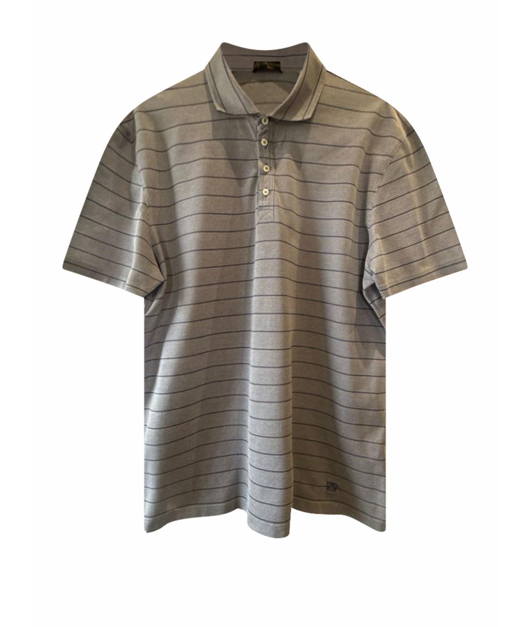 CORNELIANI Серое хлопковое поло с коротким рукавом, фото 1