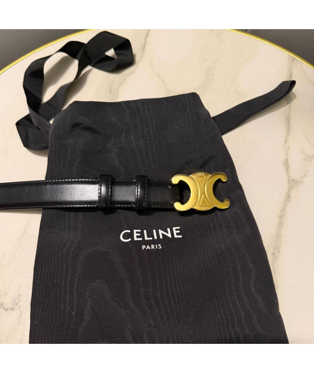 CELINE Черный кожаный ремень, фото 2