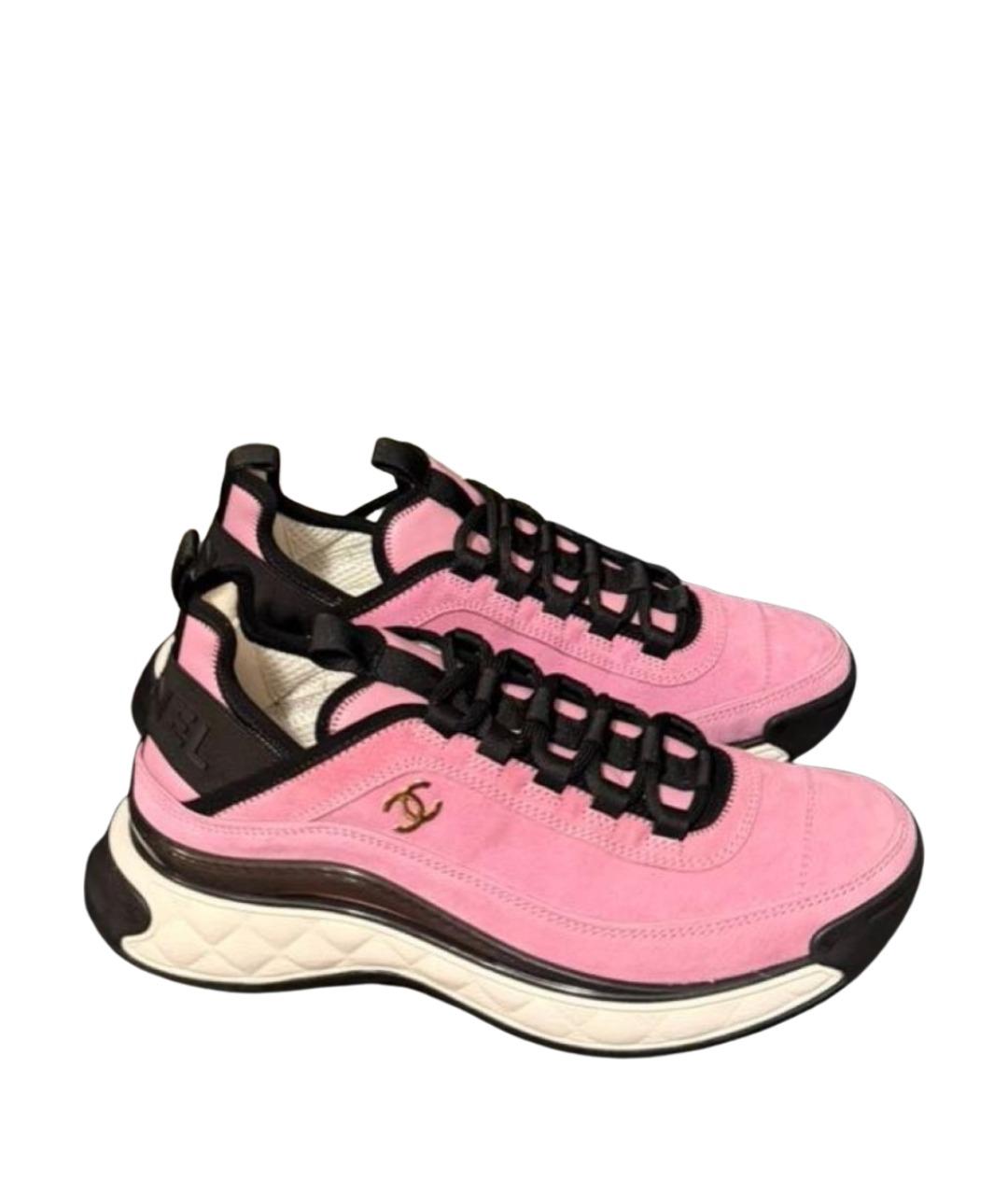 CHANEL Розовые замшевые кроссовки, фото 1